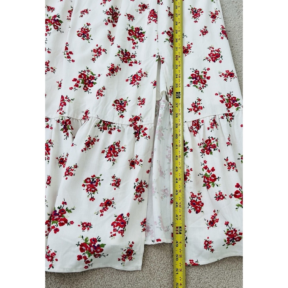 NWT ASTR The Label Corset Red Floral Pleated Sweetheart Midi Dress Strappy L - Picture 10 of 14